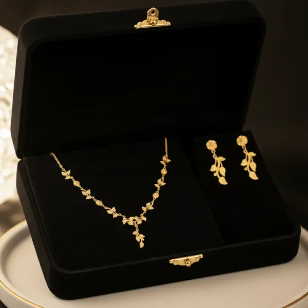 Anti-Tarnish_Imitation_Gold_Vine_Necklace_&_Earring_Set_-Jn101