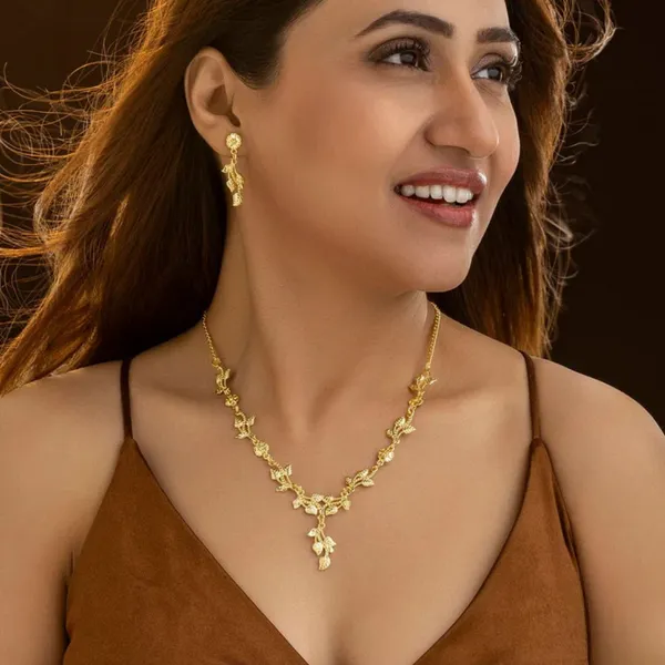 Anti-Tarnish_Imitation_Gold_Vine_Necklace_&_Earring_Set_-Jn101