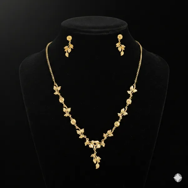 Anti-Tarnish_Imitation_Gold_Vine_Necklace_&_Earring_Set_-Jn101