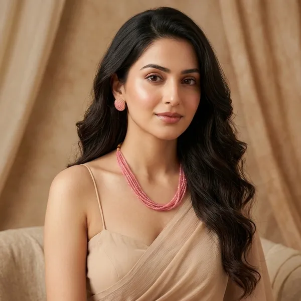 Blush_Pink_Multi-Strand_Beaded_Necklace_&_Earring_Set