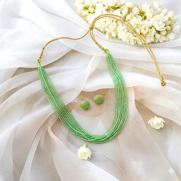 Mint_Green_Multi-Strand_Beaded_Necklace_&_Earring_Set