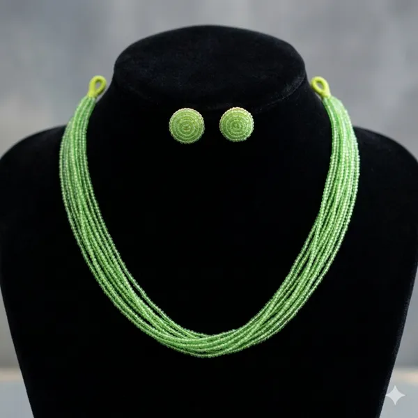 Mint_Green_Multi-Strand_Beaded_Necklace_&_Earring_Set