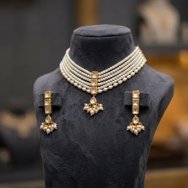 Pearl_Kundan_Multi-Layer_Necklace_Set_with_Matching_Earrings_(Bridal_/_Party_Wear)