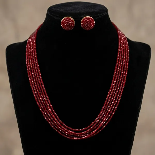 Ruby_Red_Crystal_Beaded_Choker_Necklace_Set