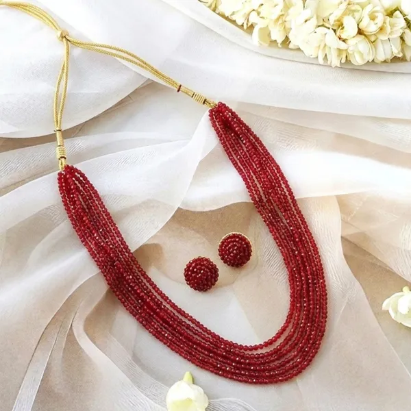 Ruby_Red_Crystal_Beaded_Choker_Necklace_Set