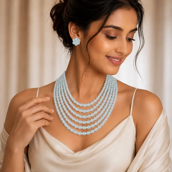 Ice_Blue_Multi-Layer_Beaded_Necklace_Set