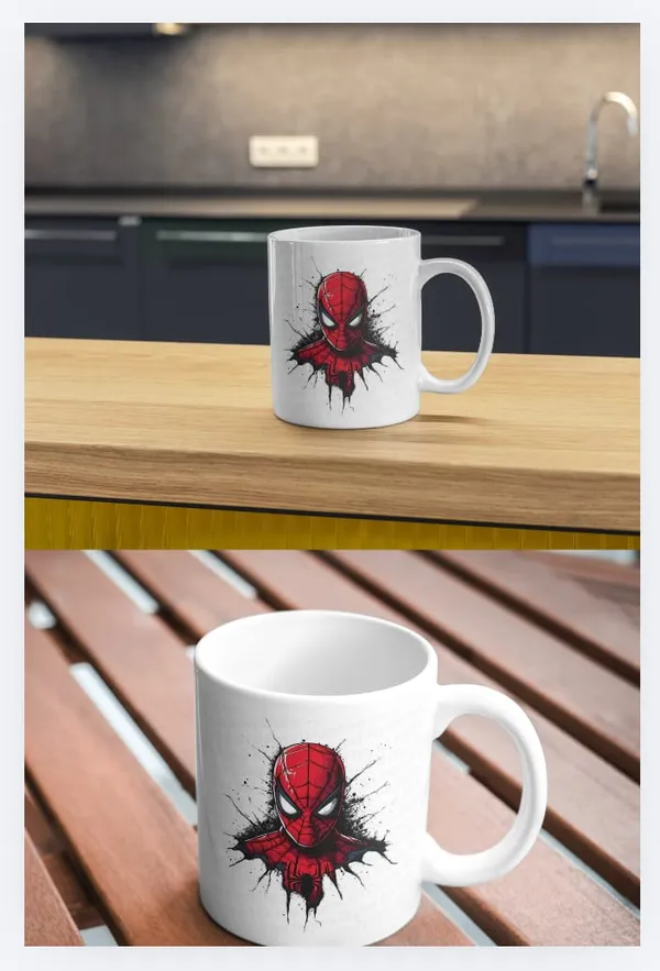 White_Ceramic_Spider-Man_Graphic_Print_Coffee_Mug_Set_Of_2