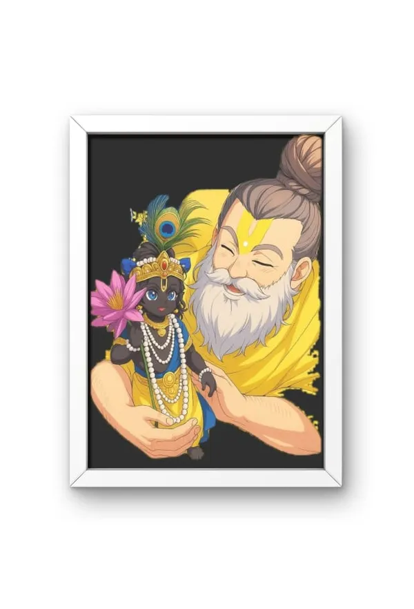 Wood_Paper_Devotional_Baby_Krishna_Illustration_Framed_Wall_Art