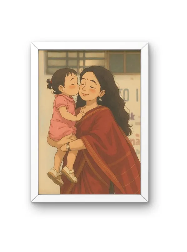 Wood_&_Paper_Mother_And_Daughter_Portrait_Framed_Wall_Art