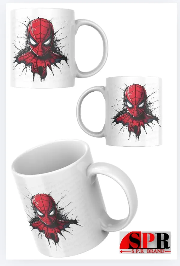 White_Ceramic_Spider-Man_Graphic_Print_Coffee_Mug_Set_Of_2