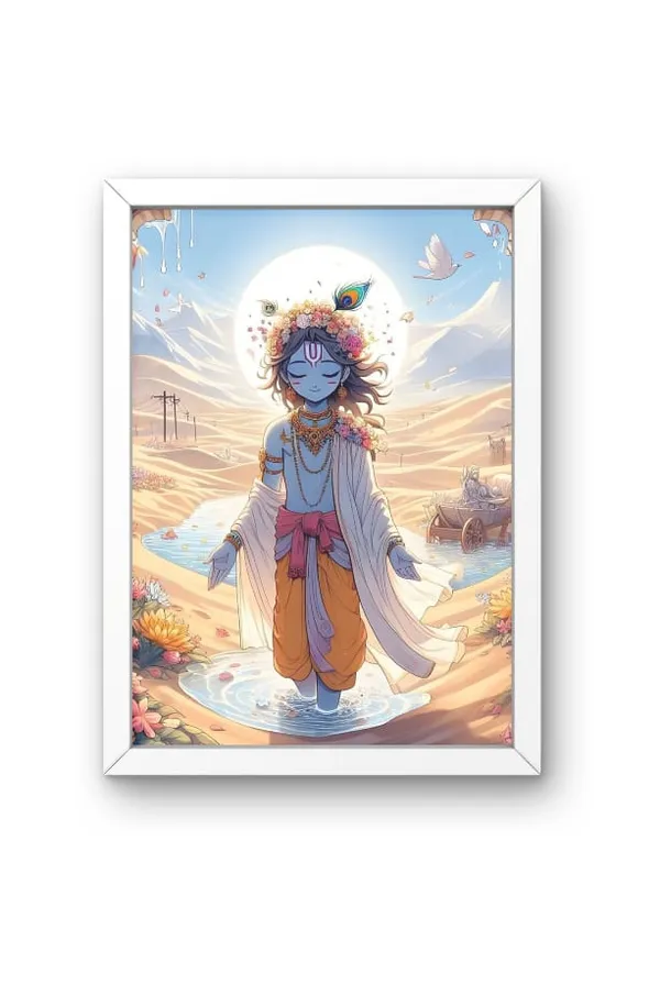 Wood_&_Paper_Krishna_Pastel_Illustration_Framed_Wall_Art