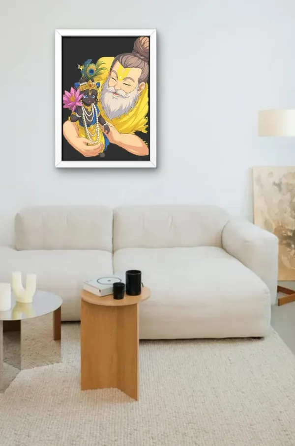 Wood_Paper_Devotional_Baby_Krishna_Illustration_Framed_Wall_Art