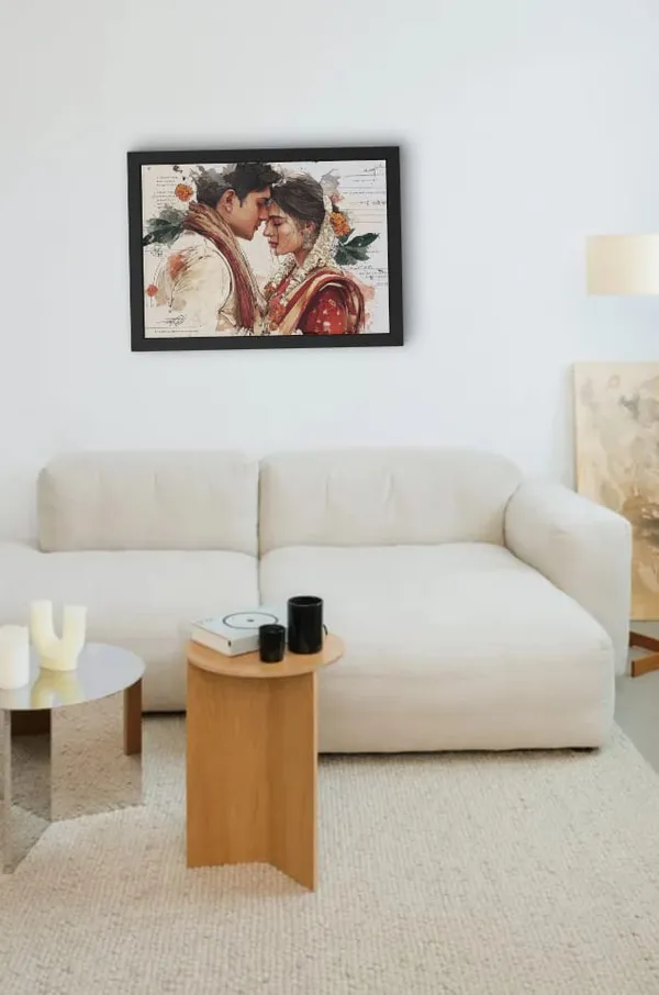 Wood_Paper_Romantic_Couple_Watercolor_Portrait_Framed_Wall_Art