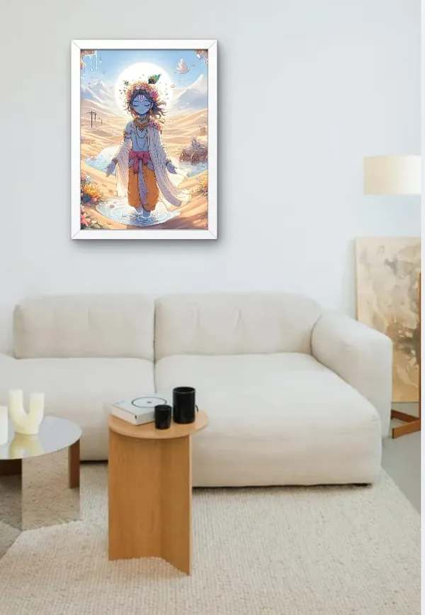 Wood_&_Paper_Krishna_Pastel_Illustration_Framed_Wall_Art