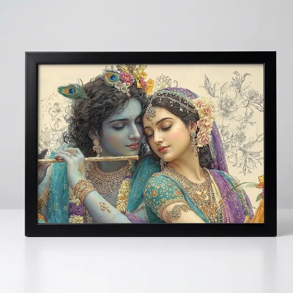 Wood_&_Paper_Traditional_Radha_Krishna_Floral_Framed_Wall_Art