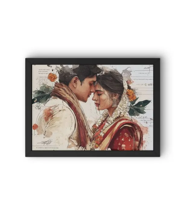 Wood_Paper_Romantic_Couple_Watercolor_Portrait_Framed_Wall_Art