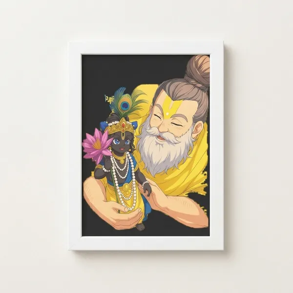 Wood_Paper_Devotional_Baby_Krishna_Illustration_Framed_Wall_Art