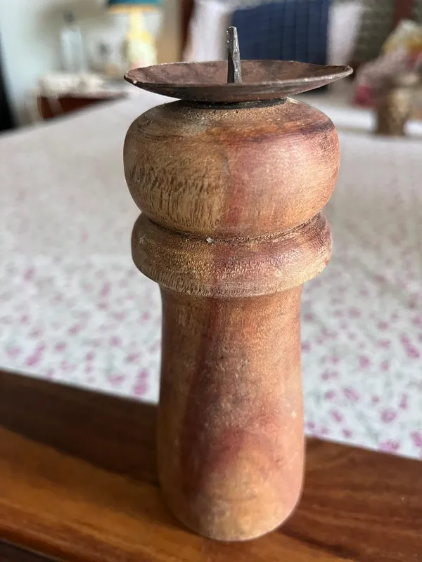 Wood_Rustic_Turned_Design_Candle_Holder_With_Metal_Spike