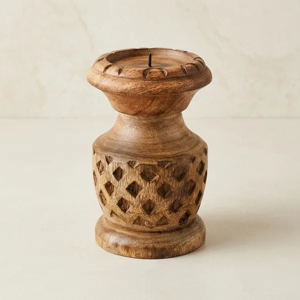 Wood_Traditional_Lattice_Carved_Candle_Holder