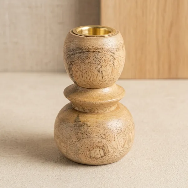 Wood_Rustic_Two_Sphere_Candle_Holder_With_Brass_Insert