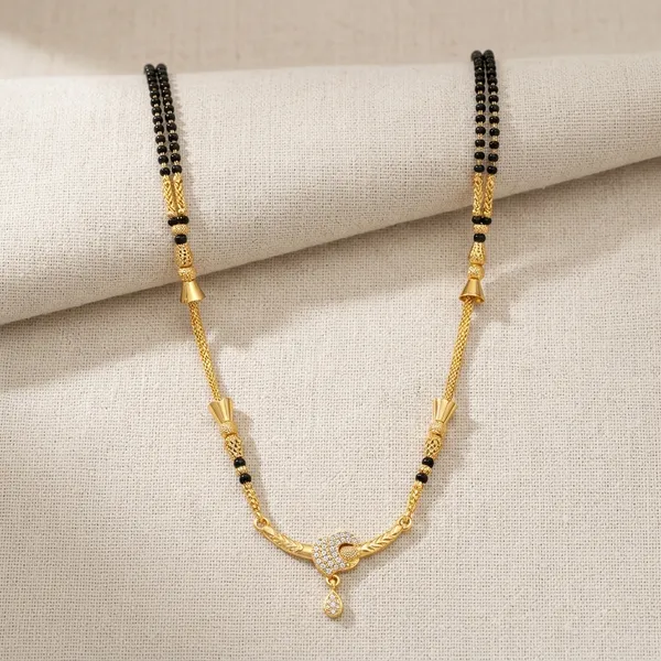 Gold_Plated_Crescent_Pendant_Single_Strand_Mangalsutra_For_Women