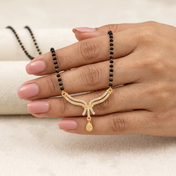 Elite_Gold_Plated_Mangalsutra_with_American_Diamond_Pendant_for_Women_|_Modern_Black_Beaded_Single_Chain_Short_Mangalsutra_Necklace