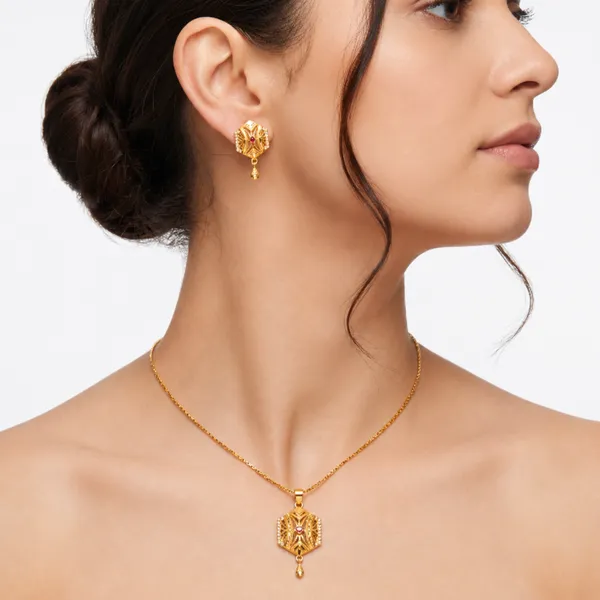 Gold_Plated_Ruby_Meenakari_Hexagonal_Pendant_Necklace_Earrings_Set_For_Women
