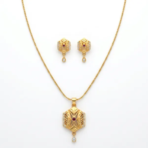Gold_Plated_Ruby_Meenakari_Hexagonal_Pendant_Necklace_Earrings_Set_For_Women