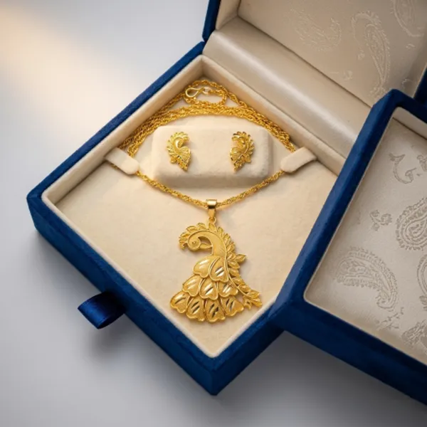 Gold-Plated_Peacock_Pendant_Necklace_Set_with_Matching_Earrings_for_Women_&_Girls