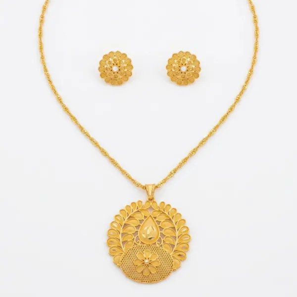 Gold-Plated_Traditional_Floral_Pendant_Necklace_with_Matching_Stud_Earrings_–_Ethnic_Jewellery_Set_for_Women