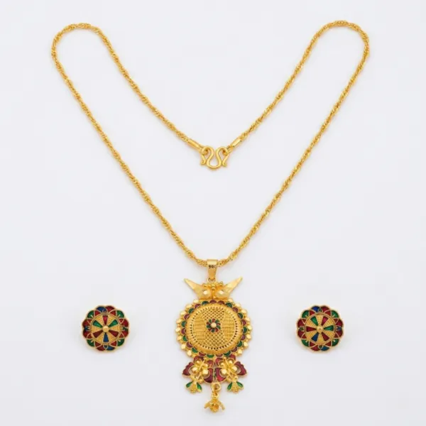 Gold_Plated_Traditional_Meenakari_Pendant_Necklace_Earrings_Set_For_Women