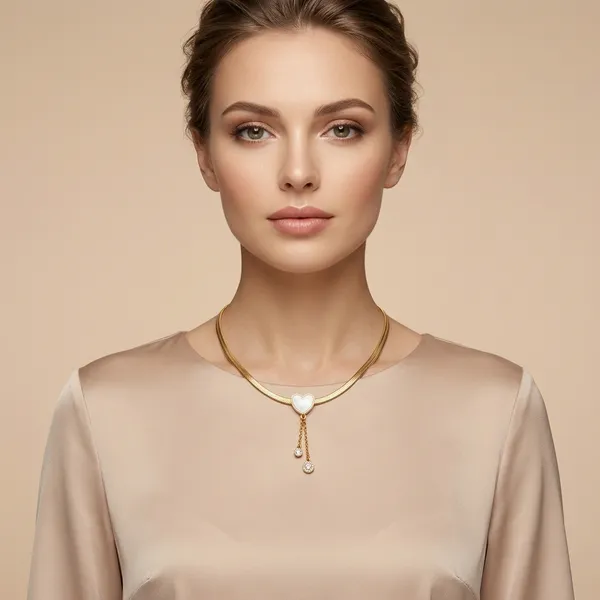 Gold_Plated_Heart_Pendant_Snake_Chain_Necklace_For_Women