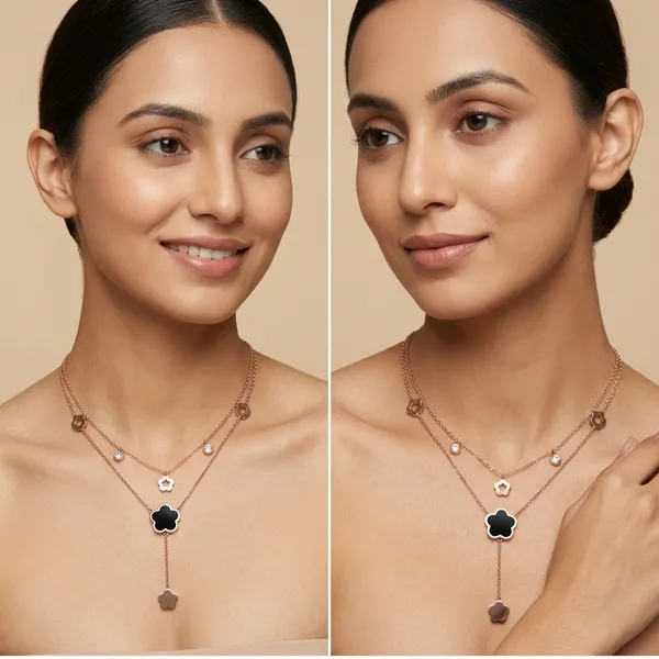 Rose_Gold_Plated_Double_Layered_Floral_Pendant_Necklace_For_Women