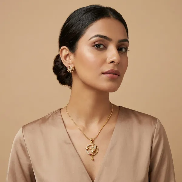 Gold_Plated_Krishna_Pendant_Religious_Necklace_Earrings_Set_For_Women