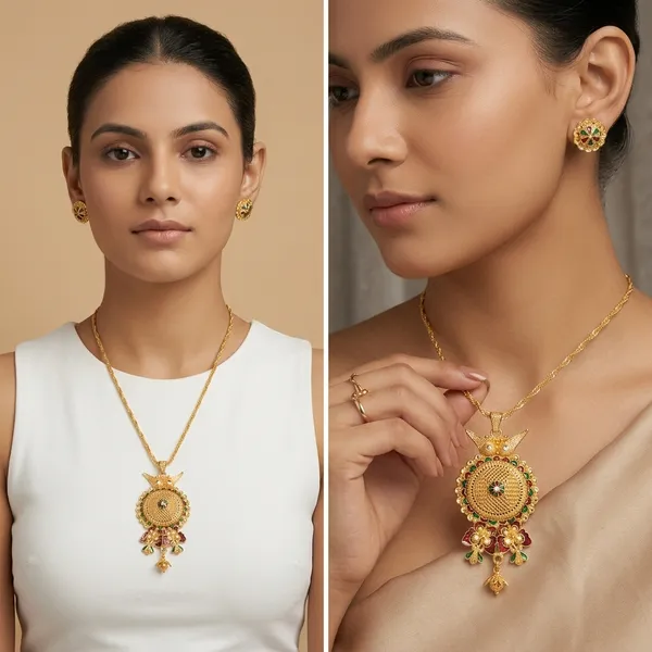 Gold_Plated_Traditional_Meenakari_Pendant_Necklace_Earrings_Set_For_Women
