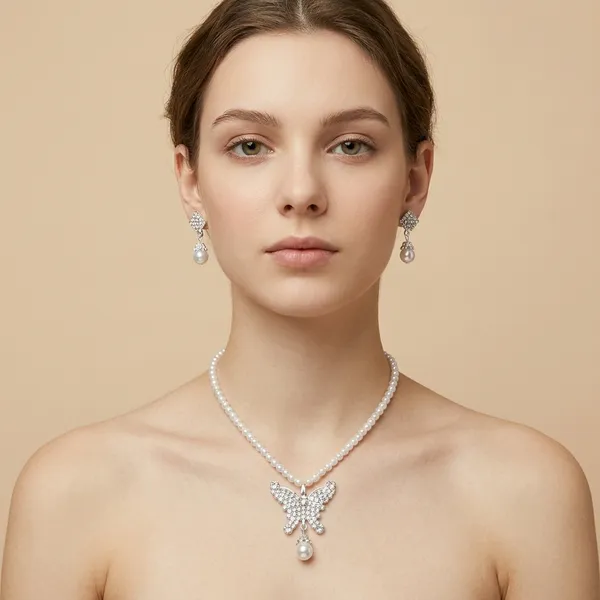 Silver_Plated_Pearl_Cz_Butterfly_Necklace_Earrings_Set_For_Women