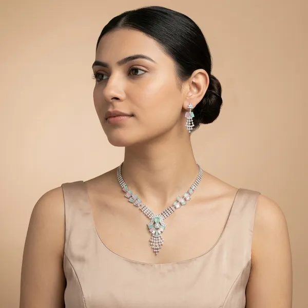 Silver_Plated_Pastel_Stone_Choker_Necklace_Earrings_Set_For_Women