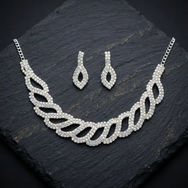 Silver_Plated_Rhinestone_Choker_Necklace_Earrings_Set_For_Women