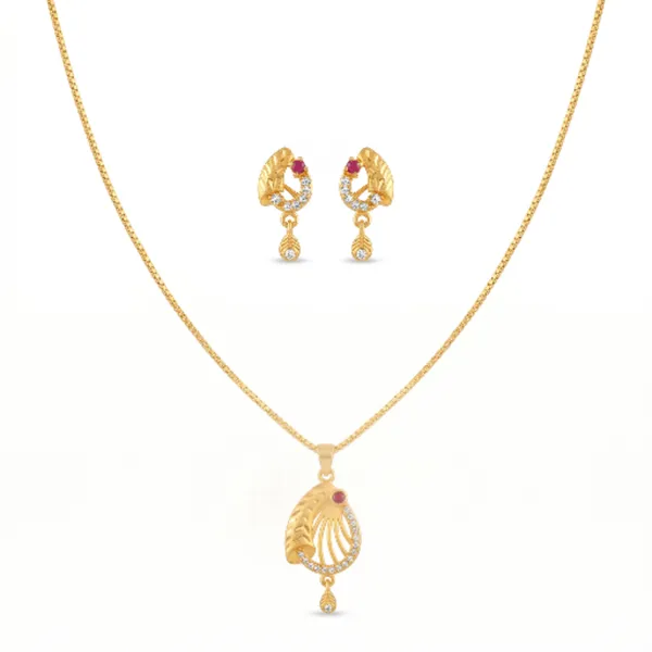 Gold_Plated_Ethnic_Pendant_Set_With_Earrings_For_Women