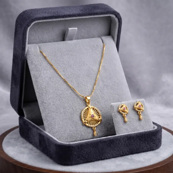 Gold_Plated_Ruby_Pink_Stone_Pendant_Necklace_Jewellery_Set_For_Women