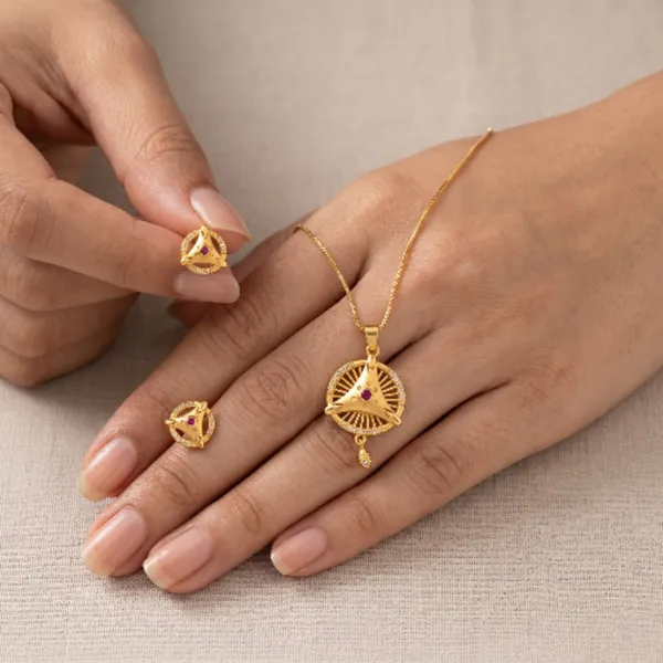 Gold_Plated_Ruby_Pink_Stone_Pendant_Necklace_Jewellery_Set_For_Women