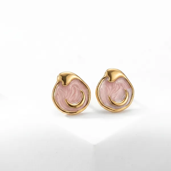 Pink_Gold_Plated_Enamel_Crescent_Moon_Stud_Earrings_For_Women