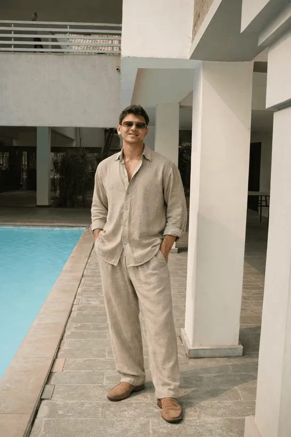 Cotton__Linen_Light_Grey_Colour_Co-Ord_Set