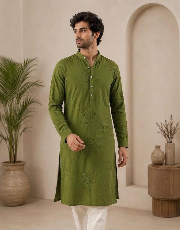 OLIVE_GREEN_FLOWER_PRINT_KURTA_(FULL_PAIR)