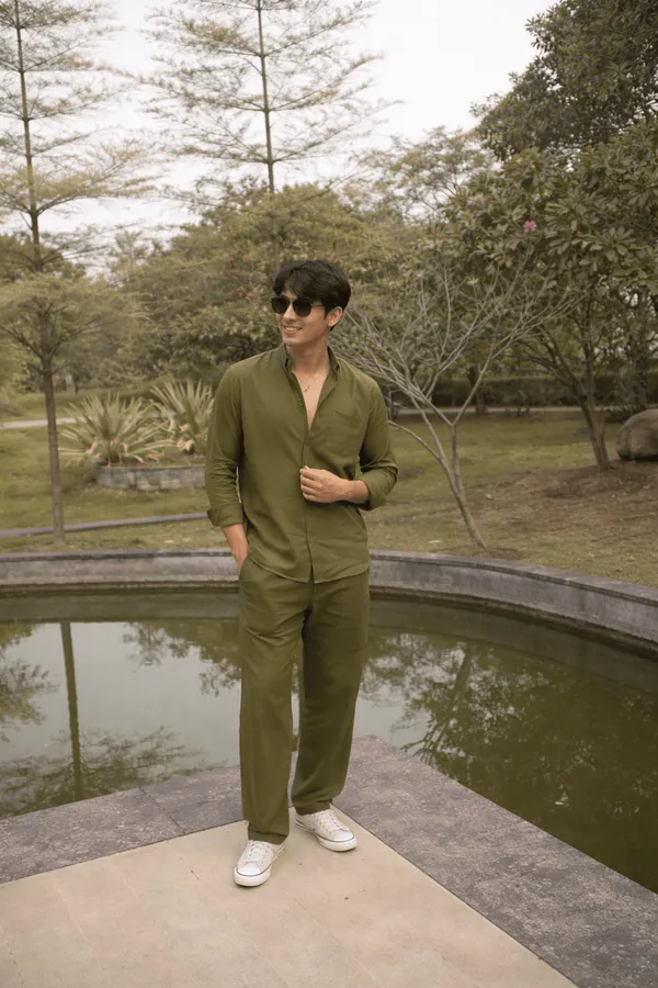 Cotton__Linen_Co-Ord_Set_Olive_Green