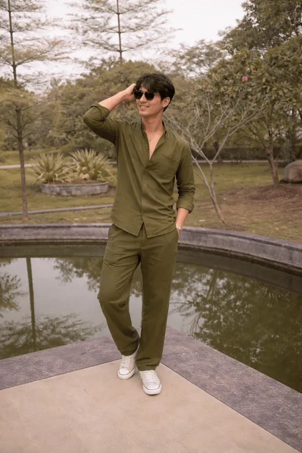 Cotton__Linen_Co-Ord_Set_Olive_Green