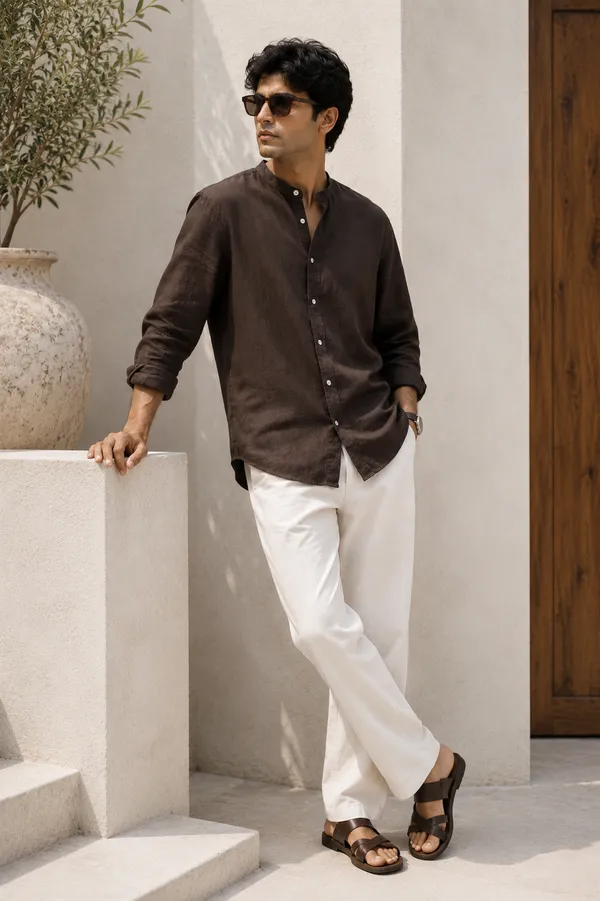 Brown_chines_collar_shirt