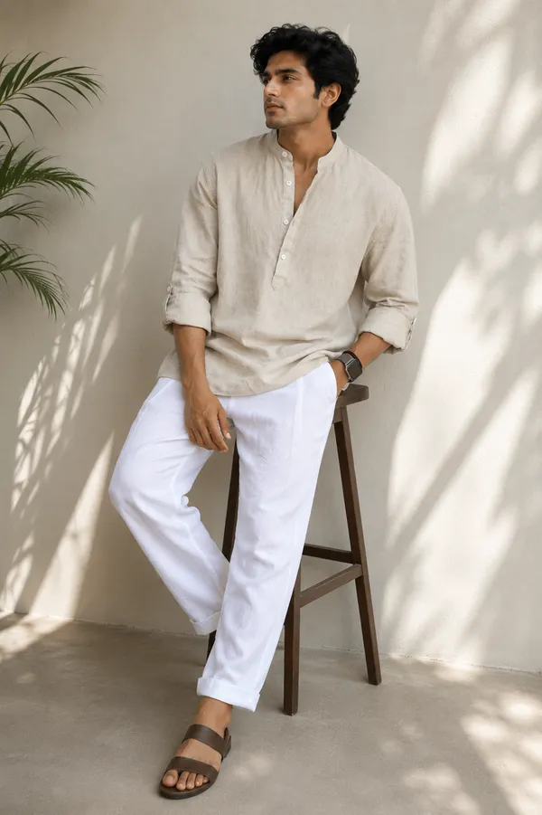 Linen_cream_short_kurta