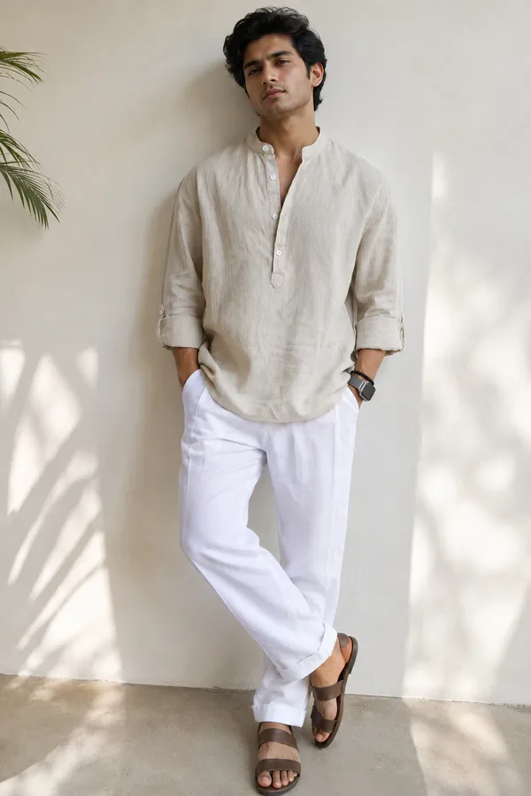 Linen_cream_short_kurta
