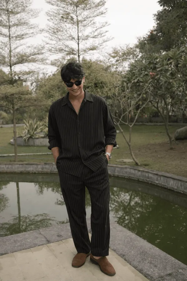 Cotton__Linen_Black_Line_Co-Ord_Set